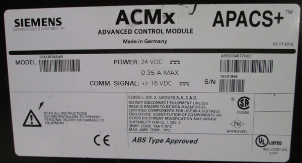 39ACM38AAN  APACS CPU Siemens